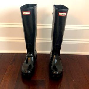Hunter Adjustable Back Gloss Waterproof Rain Boot